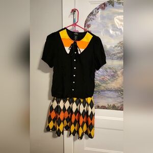 Hot Topic Candycorn Theme Shirt and Skirt
